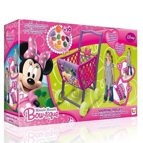 Тележка для покупок 2-в-1 Minnie Mouse с набором продуктов 46 см 10 предметов IMC Toys