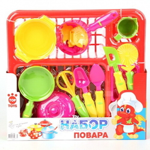 Набор посуды Повар с сушилкой 17 предметов Top Toys