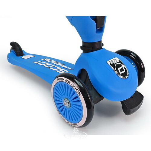 Трехколесный самокат-трансформер с сиденьем "HighwayKick", 120/80 мм, синий, до 50 кг Scoot&Ride