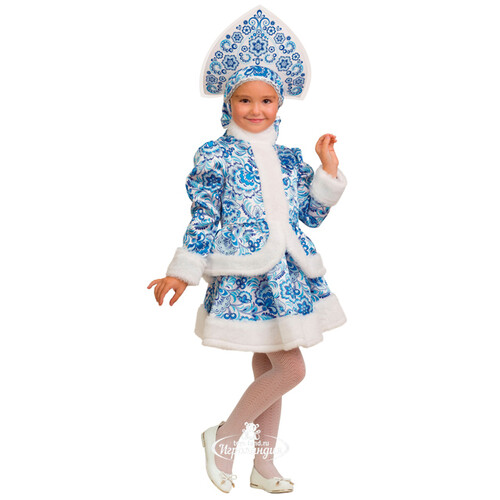 Карнавальный костюм Снегурочка Гжель с кокошником, рост 134 см Батик