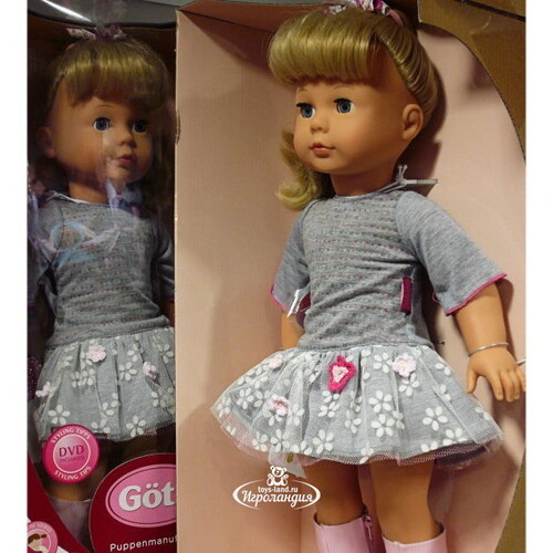 Кукла Джессика в сером платье с кружевами 46 см, закрывает глаза Gotz