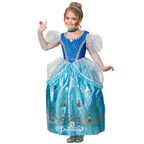 Карнавальный костюм Принцесса Золушка в голубом платье, рост 122 см Батик