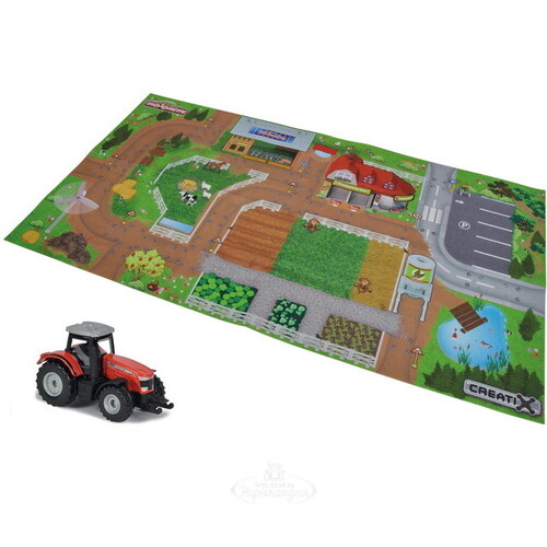 Игровой коврик Creatix - Ферма с трактором 96*51 см Majorette