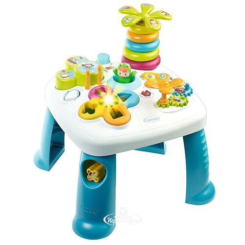 Развивающий игровой столик Cotoons, синий, 49*47*47 см, свет, звук Smoby