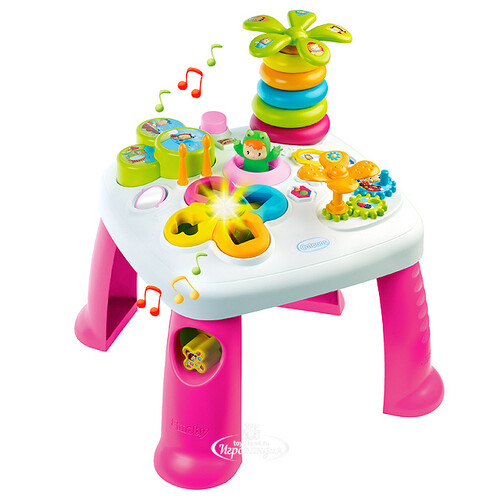 Развивающий игровой столик Cotoons, розовый, 49*47*47 см, свет, звук Smoby