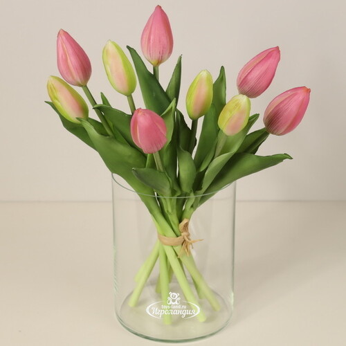 Силиконовые тюльпаны Hidalgo 9 шт, 29 см розовые EDG