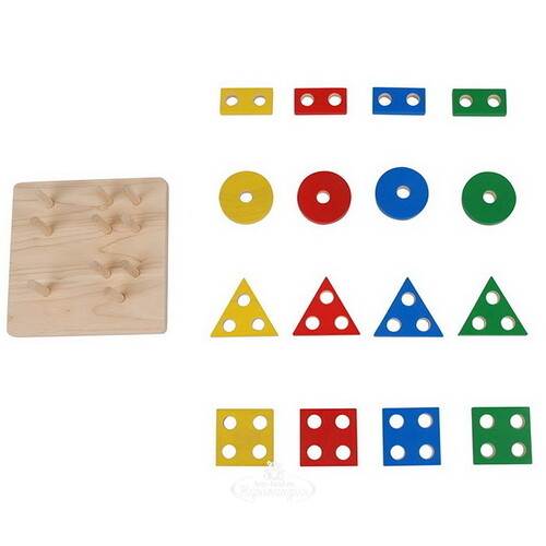 Развивающая игрушка Сортер Доска с геометрическими фигурами 18 см, дерево Plan Toys