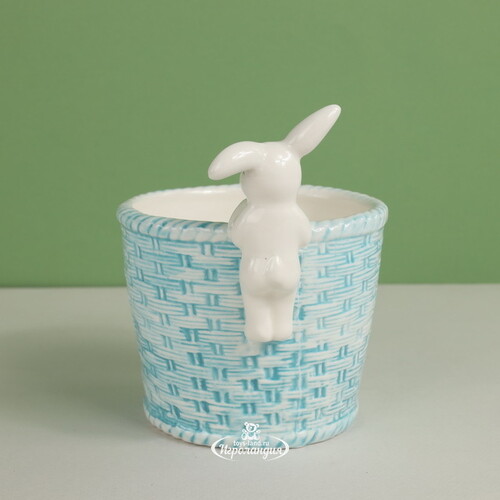Декоративное кашпо Крошка Кролик 14*11 см голубое Koopman