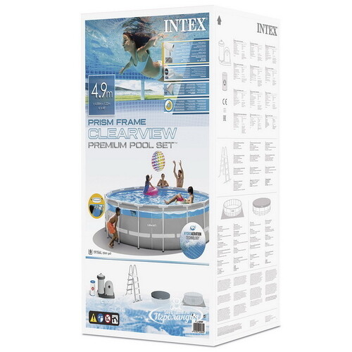 Каркасный бассейн 26722 Intex Prism Frame Clearview 427*107 см, картриджный фильтр, аксессуары INTEX