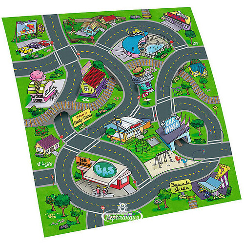 Игровой коврик Город Развлечений с машинкой и дорожными знаками 70*80 см DICKIE TOYS