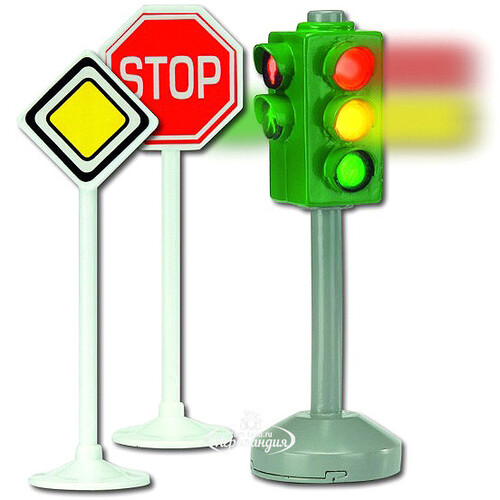 Набор Светофор и Дорожные знаки 12 см 3 шт свет DICKIE TOYS