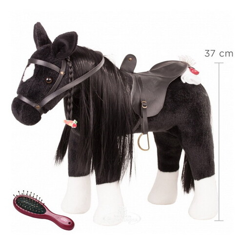 Мягкая игрушка Вороная лошадь 52*37 см с расческой и пледом для пикника Gotz