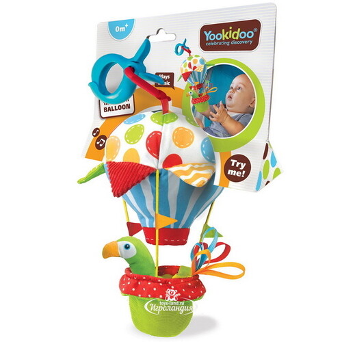 Мягкая игрушка на коляску Попугай на воздушном шаре, звук Yookidoo