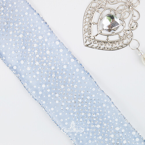 Декоративная лента Serata Azzurra: Снежный горошек 270*6 см Kaemingk