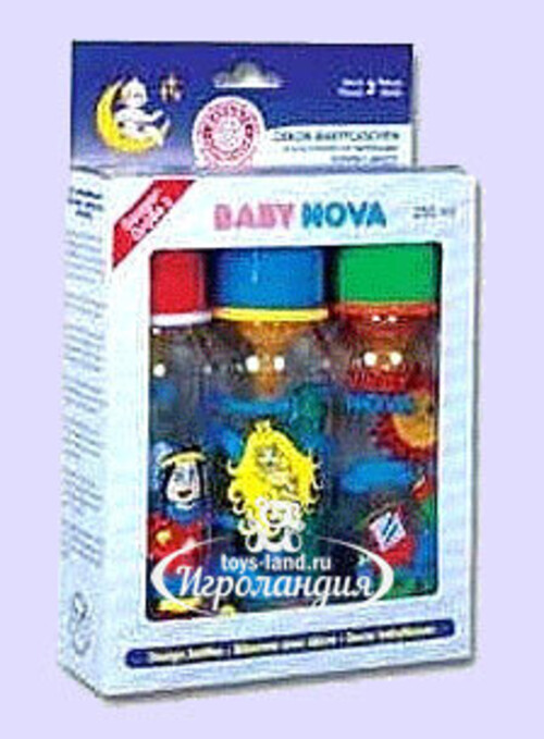 Набор СТАНДАРТНЫХ бутылочек с рисунком, 3 шт., 250 мл Baby Nova