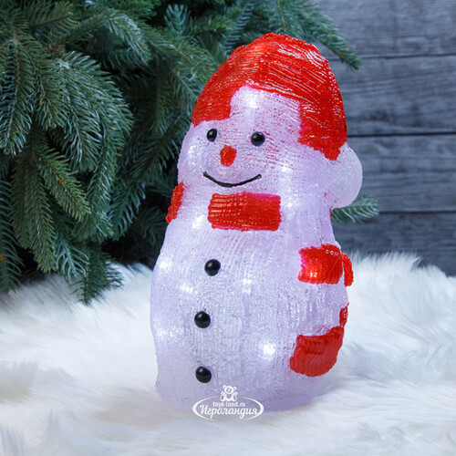 Светящаяся фигура Снеговик Маркус - Snowy Friends 25 см, 20 LED ламп, на батарейках, IP20 Kaemingk