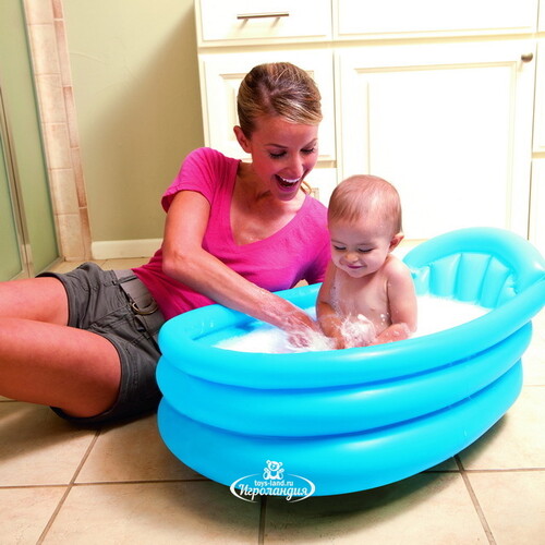 Надувной бассейн-ванна для малышей Голубой 79*51*33 см, надувное дно Bestway