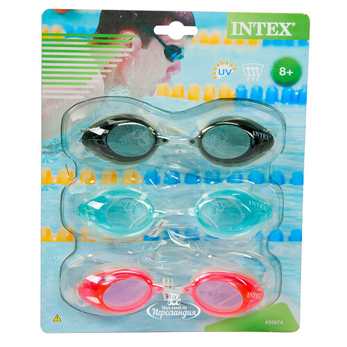 Очки для плавания Sport Relay 3 шт, 8+ INTEX