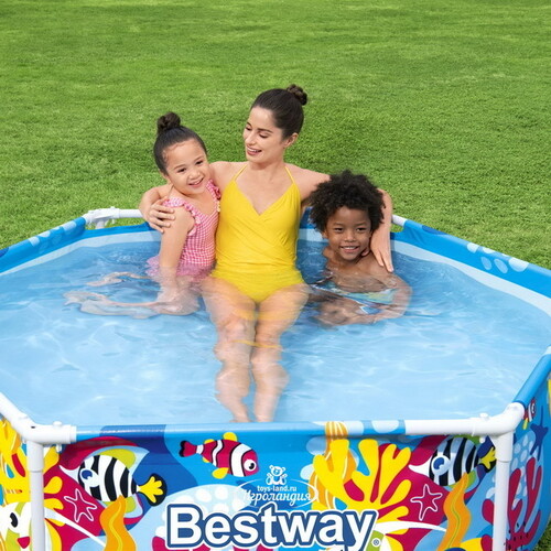 Детский каркасный бассейн с навесом Морская Вечеринка 183*51 см Bestway