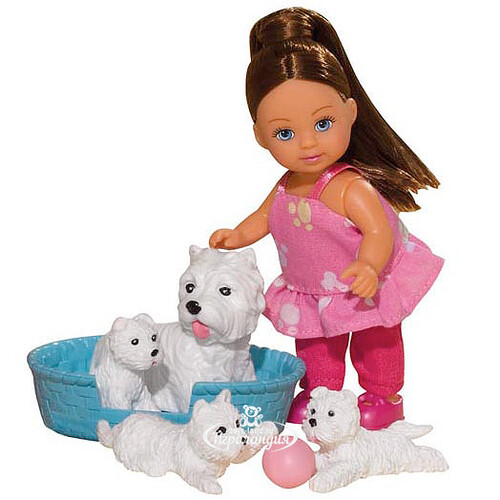 Кукла Еви с белыми собачками 12 см Simba