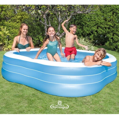 Семейный надувной бассейн Blue Lagoon 229*56 см, клапан INTEX
