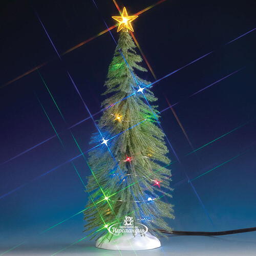 Статуэтка Елочка со звездой с разноцветными огоньками хамелеон , 26*11 см, подсветка, батарейки Lemax
