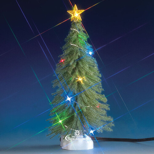 Статуэтка Елочка со звездой с разноцветными огоньками, 19*9 см, подсветка, батарейки Lemax