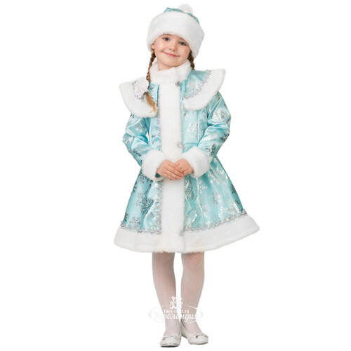 Карнавальный костюм Снегурочка бирюзовый, рост 128 см Батик