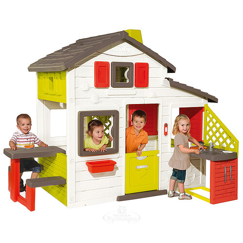 Детский игровой домик Для друзей с кухней и аксессуарами, 217*172*155 см Smoby