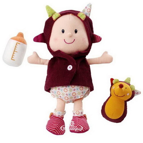 Мягкая кукла Малышка Люси с игрушкой в переноске 30 см Lilliputiens