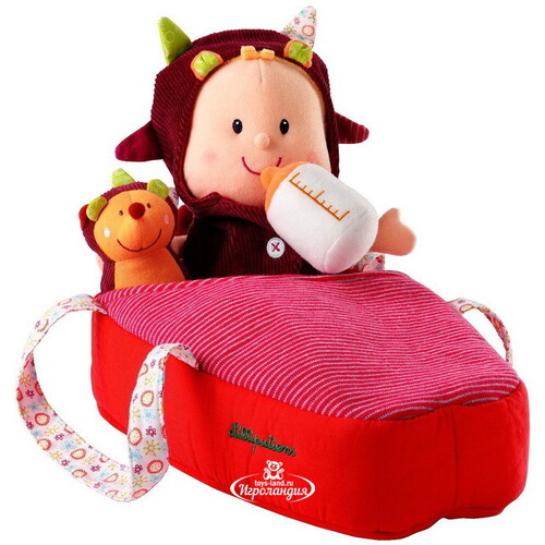 Мягкая кукла Малышка Люси с игрушкой в переноске 30 см Lilliputiens