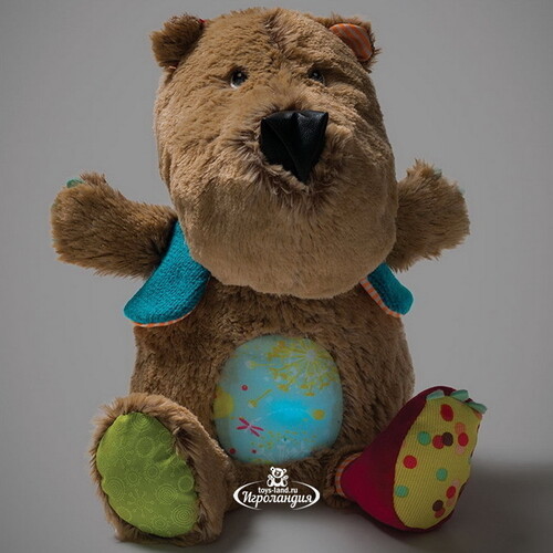 Мягкая игрушка - ночник Медвежонок Цезарь со звуком 36*15 см Lilliputiens