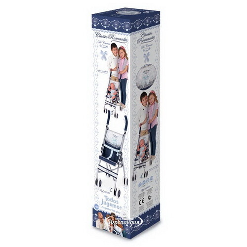 Прогулочная коляска для куклы Романтик 75 см темно-синяя с белым Decuevas Toys