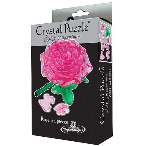3D пазл Роза, розовый, 8 см, 44 эл. Crystal Puzzle