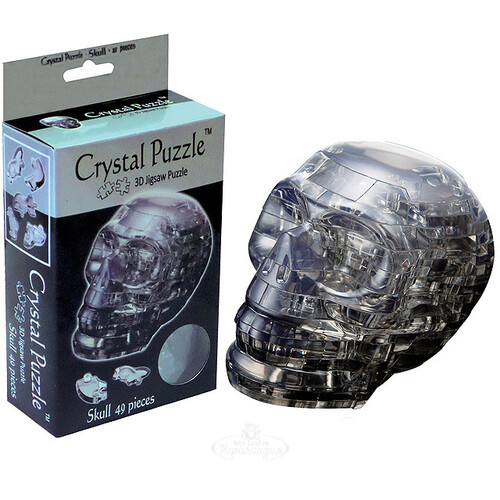 3Д пазл Череп, черный, 8 см, 49 эл. Crystal Puzzle