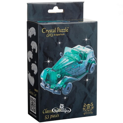 3D пазл Автомобиль, зеленый, 8 см, 53 эл. Crystal Puzzle