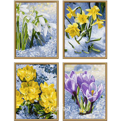 Набор картин по номерам "Весеннее пробуждение цветов", 18*24 см, 4 шт Schipper