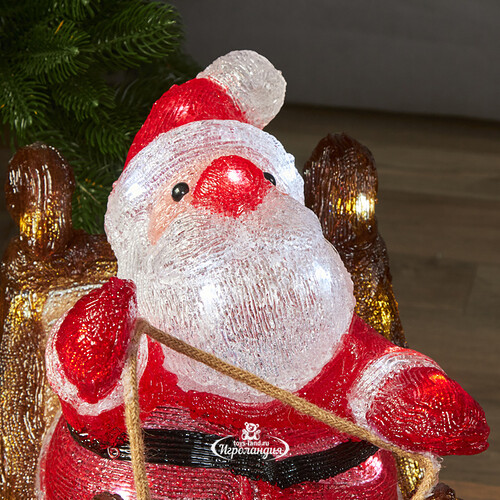 Светодиодная акриловая фигура Рождественские сани с Сантой 47 см, 90 LED ламп, IP44 Kaemingk