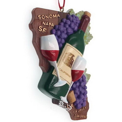 Елочная игрушка Бутылочка Вина - Wine and Friends: California 11 см, подвеска Kurts Adler