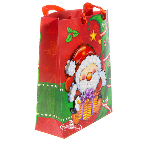 Пакет для подарков 3D "Санта на пороге", бумажный, 32*26*10 см Koopman