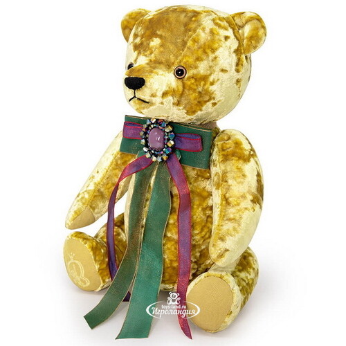 Мягкая игрушка Медведь БернАрт золотой с фиолетовой брошкой 30 см Budi Basa