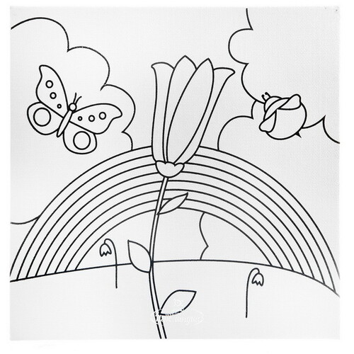 Раскраска на холсте Творчество с Луки - Цветок колокольчик 20*20 см + краски Bondibon