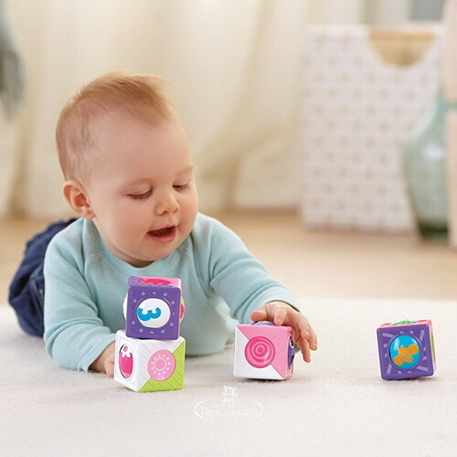 Развивающая игрушка Волшебные кубики, 4 шт, сиренево-розовый Fisher Price