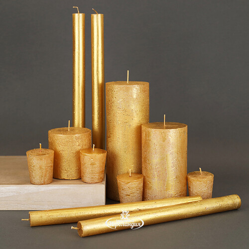 Высокие свечи Золотой Металлик 25*2.2 см, 4 шт Kaemingk