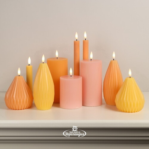 Светодиодная свеча с имитацией пламени Грацио 10 см розовая, батарейка Peha