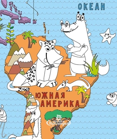 Карта мира - раскраска Животные, настенная 90*60 см АГТ-Геоцентр