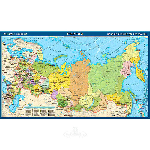Пазл Карта России - Субъекты РФ, 90 элементов, 42*25 см Гео Трейд