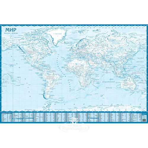 Контурная карта мира, настенная 90*60 см АГТ-Геоцентр