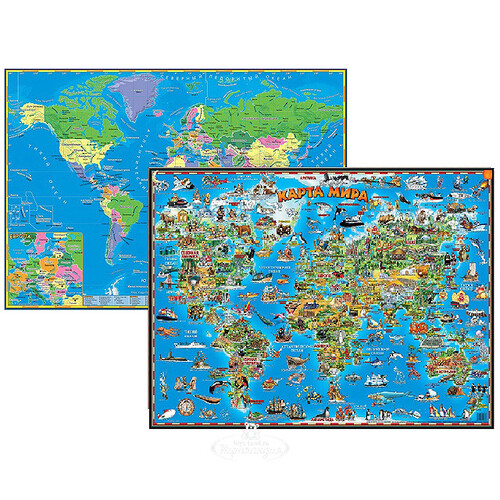 Настольная карта мира, двухсторонняя АГТ-Геоцентр