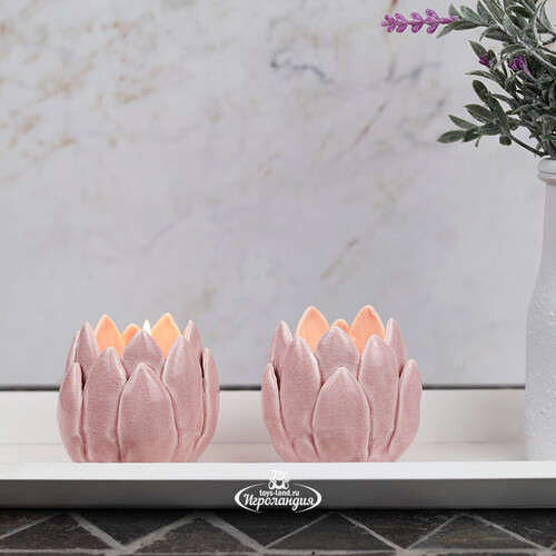 Керамический подсвечник Цветок Иммаколета 7 см пудрово-розовый Koopman